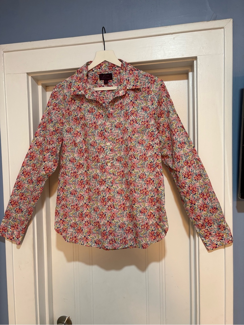 J.Crew Liberty London 100% Cotton Swirling Petals Floral Popover Shirt Blouse 6 - Picture 4 of 12